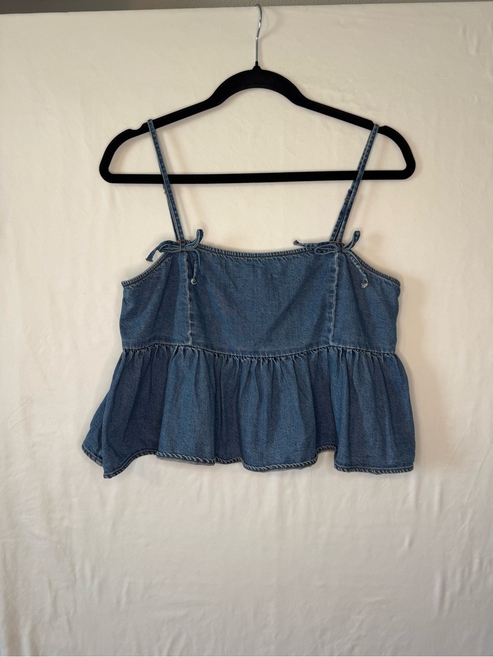 American Eagle Ruffle Denim Tank